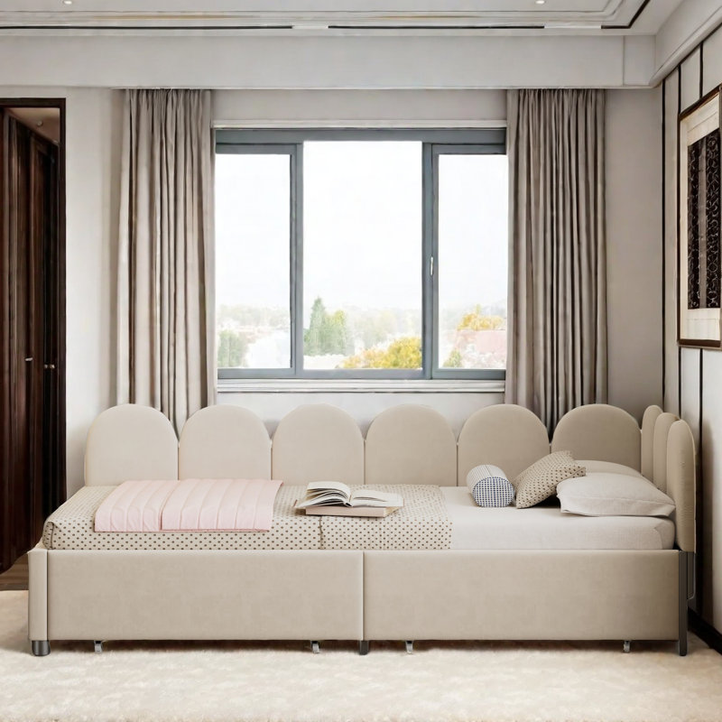 Upholstered Nio And Soft Fabric Headboard, Beige, Twin