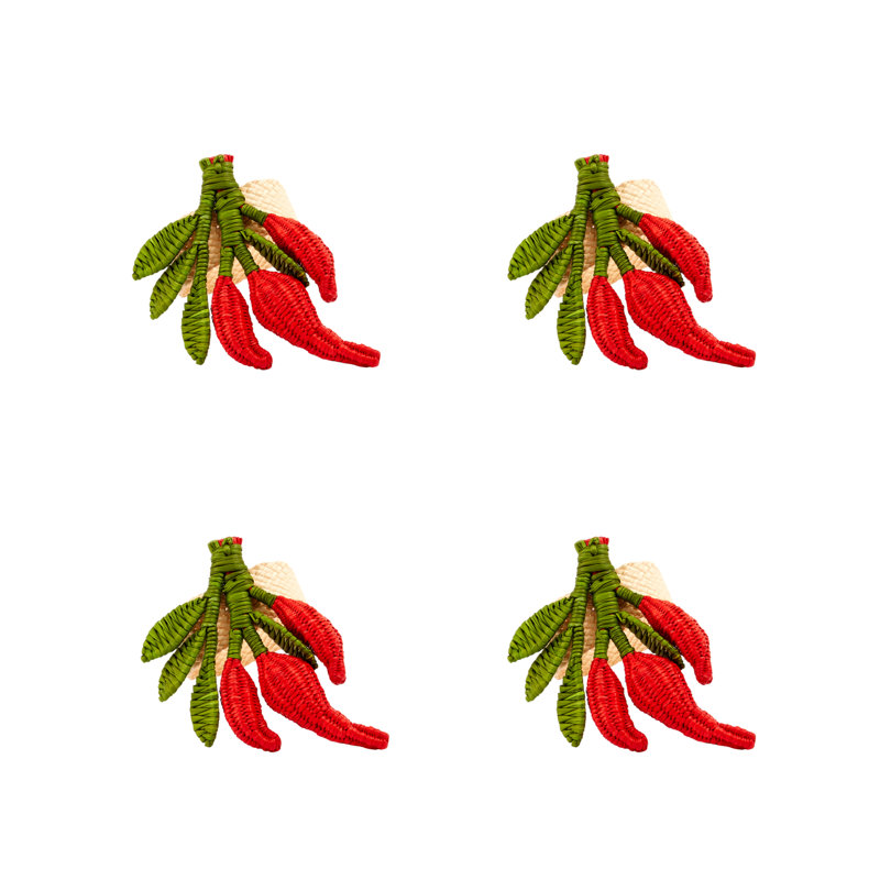 Rond de serviette Red Chili Pepper - ensemble de 4