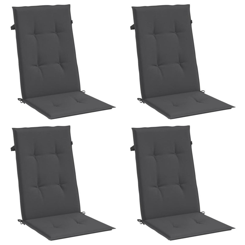 Ensemble de 4 coussins de chaise à dossier haut en polyester anthracite Melange, H 47,2 po x l 19,7 po x P 1,6 po, Anthracite