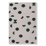 Wool Geometric Area Rug in Forest Green/Gray