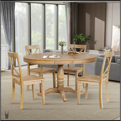 Farmhouse Counter Height Dining Table Set For 4, Round Table And 4 Chairs, Perfect For Family Gatherings And Cozy Meals