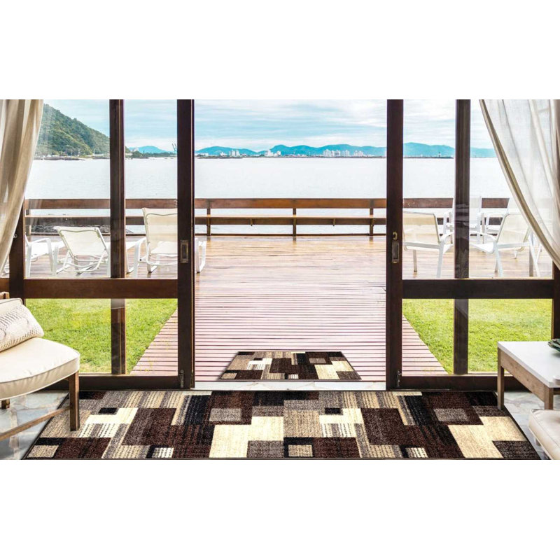 Tujuan Geometric Synthetic Water Resistant Non-Skid Kitchen Mat