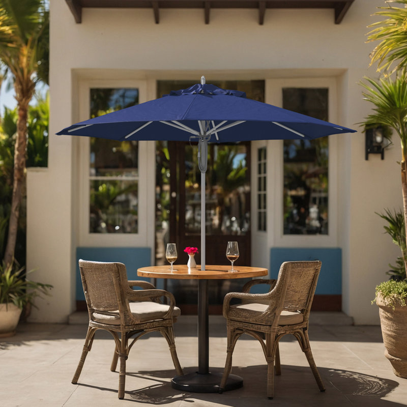 Parasol de patio en aluminium 9 pi, Bleu véritable