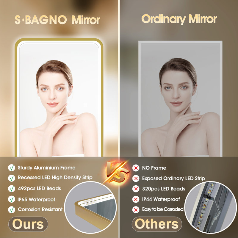 Aluminum Rectangle Floor Mirror, Gold