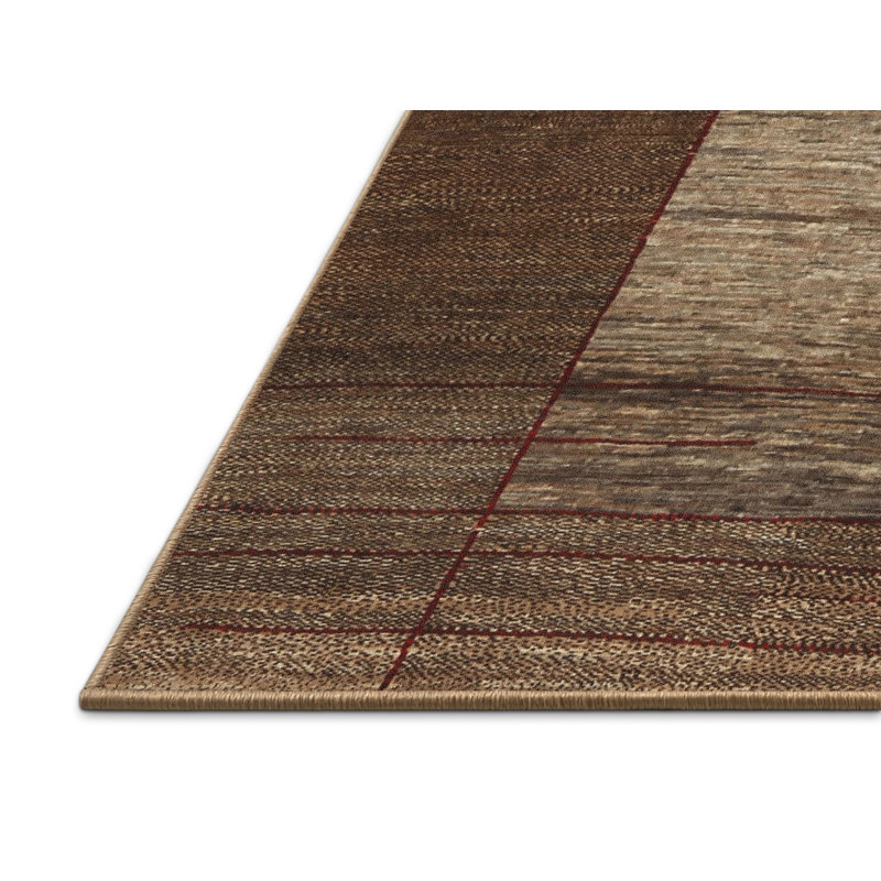 Brun contemporain/Tapis décoratif gris, Rectangle 5 pi x 7 pi