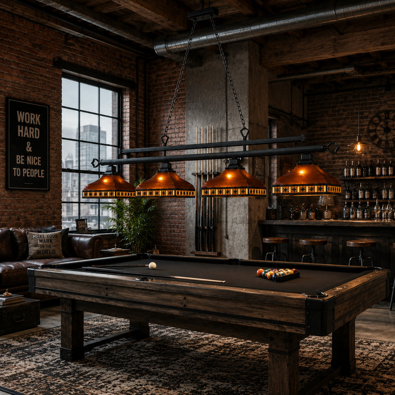 Luminaire suspendu linéaire à 4 lumières pour table de billard Brekke par RAM Game Room