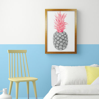 Black And Pink Pineapple Abstract - Print