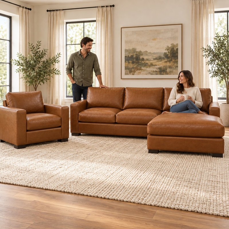 Novella Heirloom Quality LAF Sofa in Buttery Soft 100% Top Grain Leather, Made to Order, Mars Canyon