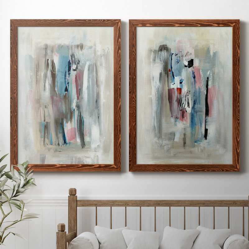 «Rain Shadow I», ensemble de 2 reproductions d'art, Pas de tapis, H 37,5 po x l 55 po x P 1,5 po, Toile avec cadre érable