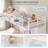 Triple Bunk Bed With 9 Storage Drawers And Led Lights, Twin Over Twin Over Twin Metal Bunk Beds With Open Shelf, Bedside Caddy, Decorative Mesh, L-Shaped 3 Bed Bunk Bed Frame For Teens And Adults, White-947030950