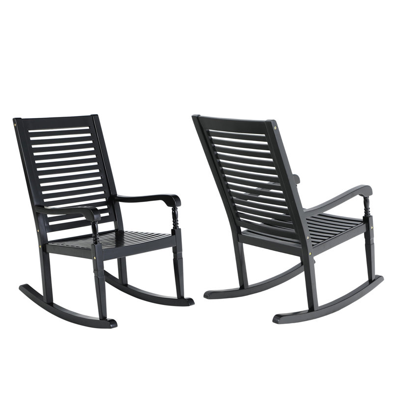 Chaise berçante en bois massif Alekper