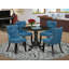 L'ensemble de mobilier de salle à manger 3 pièces comprend une table ronde avec Dropleaf et 2 chaises rembourrées en tissu bleu bébé, 42 x 42 pouces, blanc lin-1307738554-1307738555-1307738558
