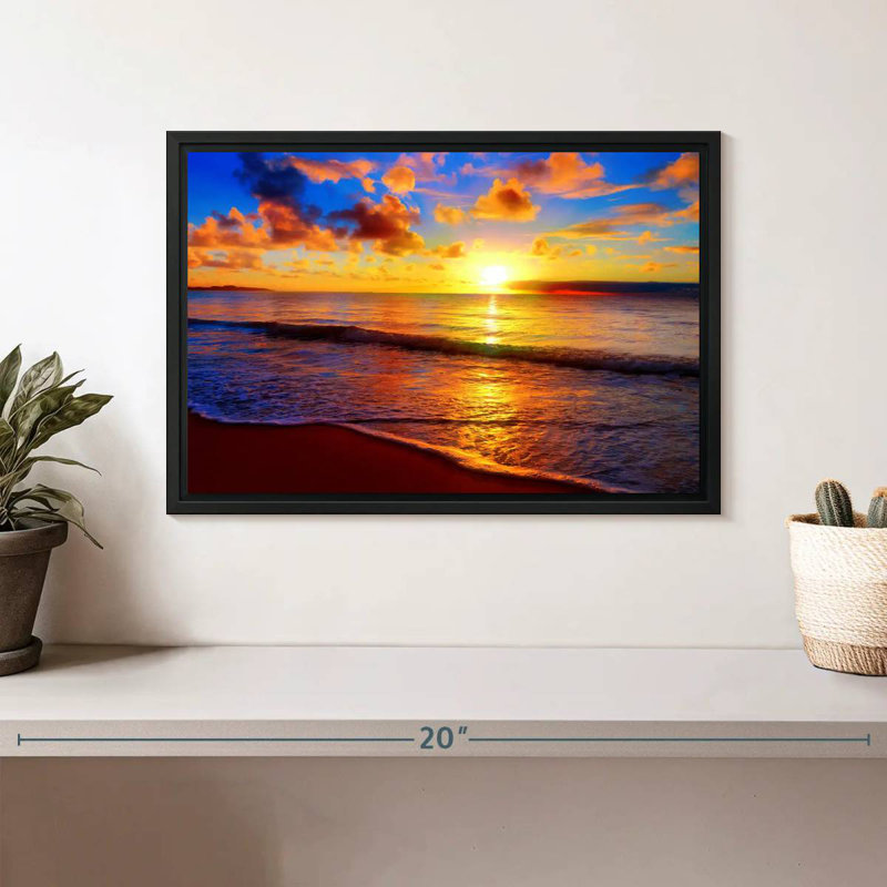 Coucher de soleil Gillard, H 9 po x l 13 po, Cadre flottant noir