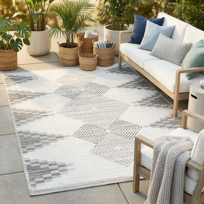 Tapis intérieur / extérieur beige Everly, Rectangle 6 pi x 9 pi