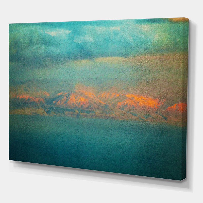 «Glowing Mountains over Sea», reproduction d'art sur toile, H 30 po x l 40 po x 1,5 po, Toile tendue