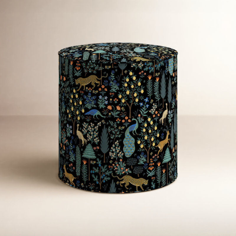 Billie Ottoman, Rpc Menagerie Black Linen