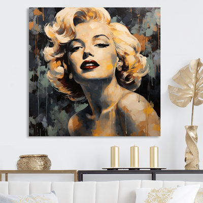 Art mural rétro femme jaune et beige Marilyn Manroe III
