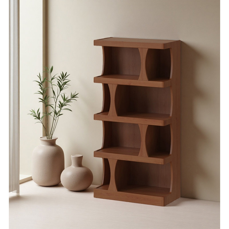 Practical Solid Wood Asymmetrical Open Shelving Unit, Brown