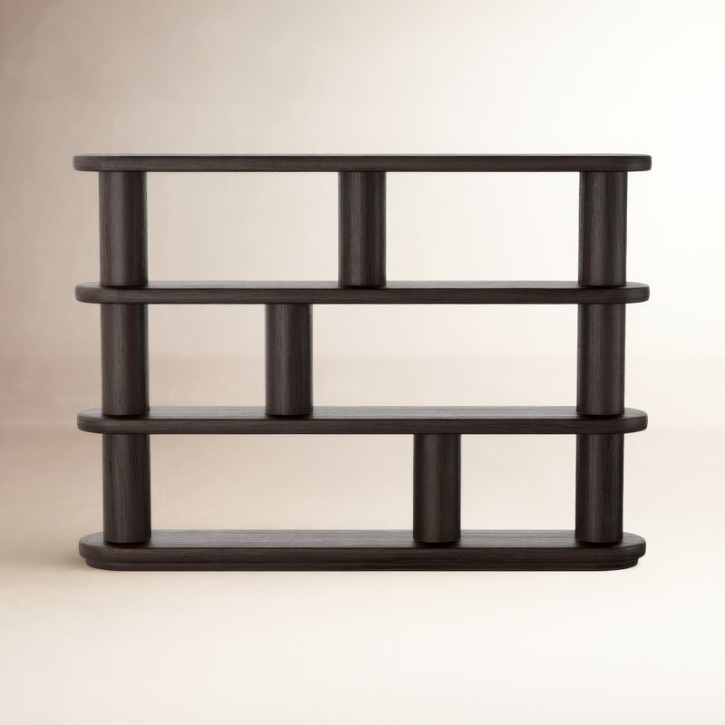 Casimir Geometric Bookcase, Ebony Oak