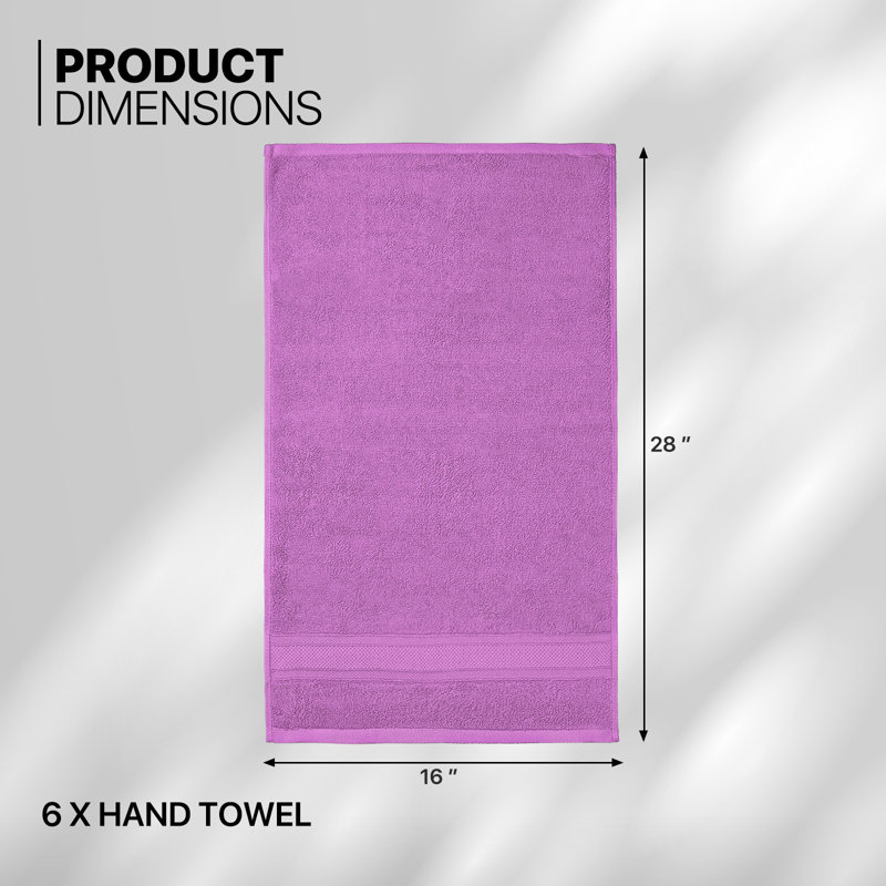 6 Pieces Hand Towel Set 16"x28", 100% Cotton Highly Absorbent Hand Towels for Bathroom Gym Spa Hotel, Lavender