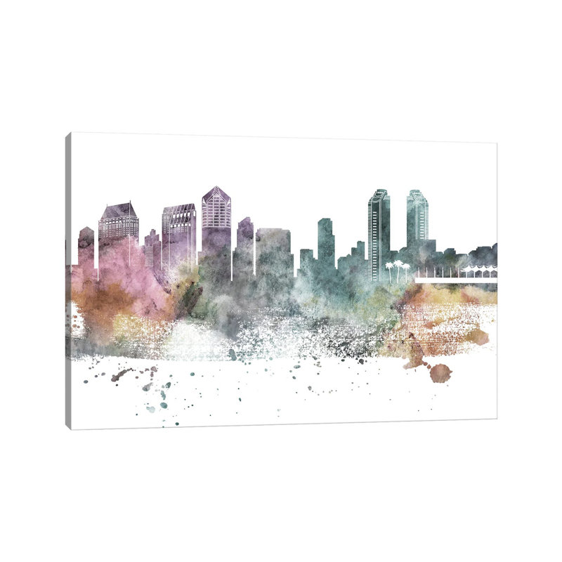 San Diego Pastel Skylines - Wrapped Canvas Print, 66.04cm H x 101.6cm W