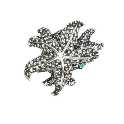 Poignée étoile de mer Coastal Living avec écusson étoile de mer et anémones de mer avec cristaux Swarovski au fini calice