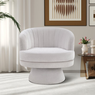 Romriell 29" Wide Modern Soft Upholstered Swivel Barrel Chair