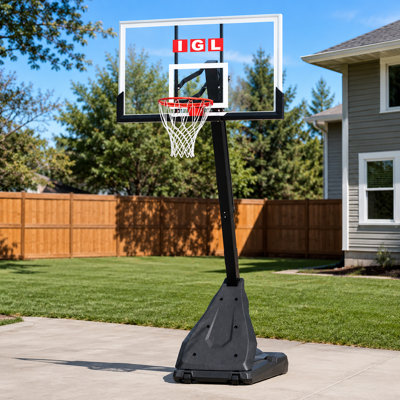Cerceau de basketball extérieur portable réglable en hauteur d'IGL, panneau arrière en PC résistant aux chocs de 54 po, base très large pour plus de stabilité et sans oscillation, idéal pour les allées, les cours et les cours arrière