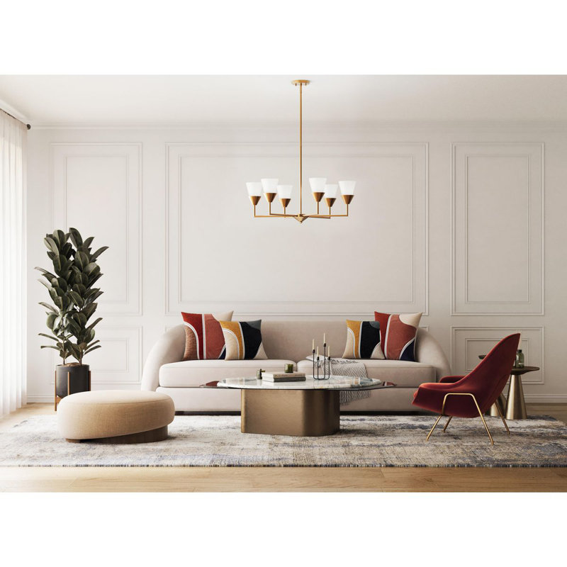 Lustre 6 lumières façon bougie Pinellas, Or doux