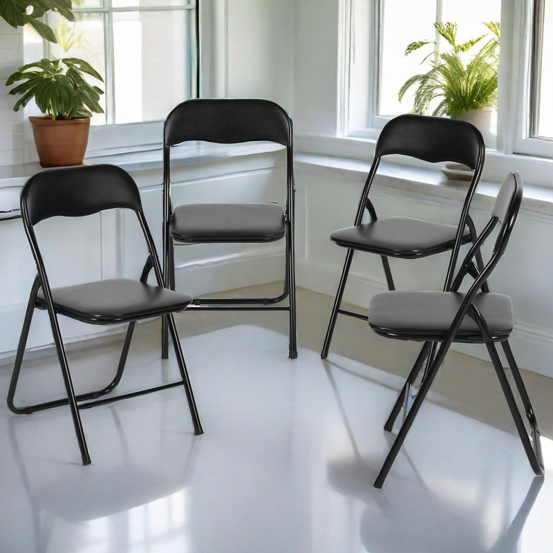 Puneeta Faux Leather Padded Stackable Folding Chair Folding Chair Set