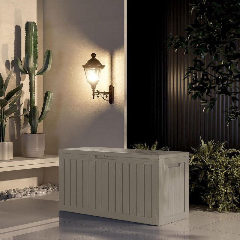 82 Gallon Outdoor Storage Box, Splash-Resistant & UV Resistant Garden Storage Container for Patio, Porch, Poolside, Grey main image 1