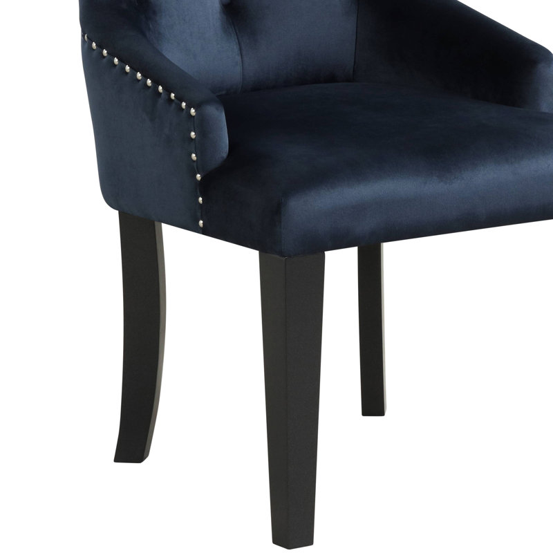 Fauteuil confortable en velours bleu marine foncé - Plancher de 15 po avec l 27 po et support de poids avec rembourrage en mousse