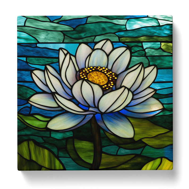 Water Lily Flower Stained Glass Effect No.1 - No Frame Print