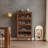 Solid Wood 4-Tier Flip-Top Glass Door Bookshelf Cabinet, Mid-Century Modern Display Storage Cabinet-79003428-79003431
