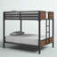 Lit superposé en métal et bois Jazmone avec échelle attachée-33390591