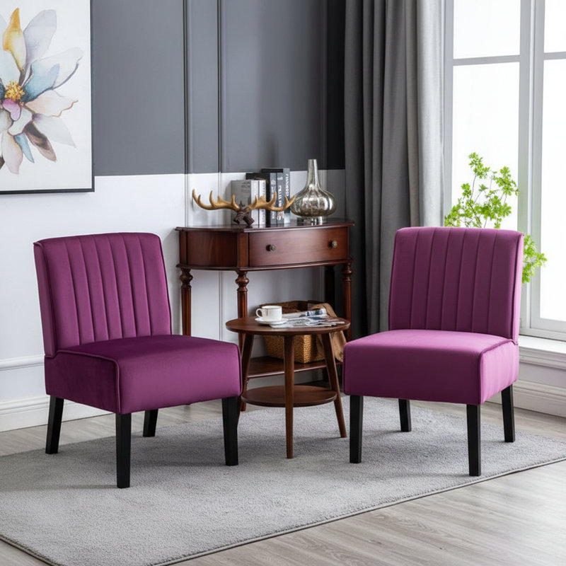 Fauteuil de chambre Antanina, Velours aubergine