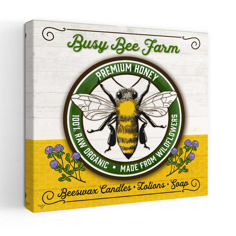 Art contemporain «Sweet Bees Honey» avec Farm Bees, H 24 po x l 24 po