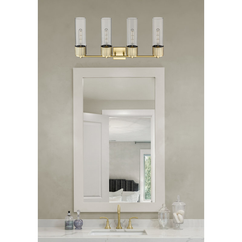 Mahmooda 4 - Light Dimmable Vanity Light, Brushed Brass, Clear