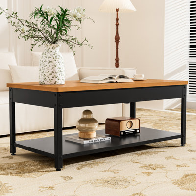 Rectangular Coffee Table with Hidden Storage & Fingerprint Lock