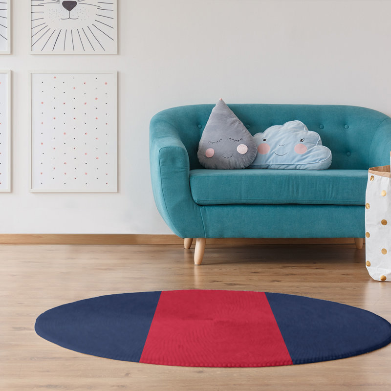 Tapis bleu marine / rouge Cleveland, Rond 5 pi