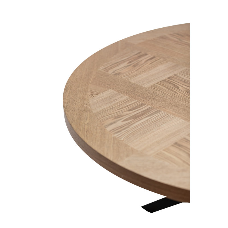 Tona Oak Round Metal Base Dining Table