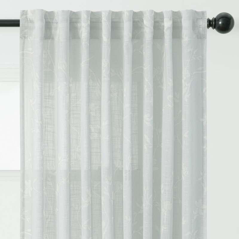 Rideau filtrant la lumière douce texturée 2 panneaux Red Barrel Studio® - Onglet arrière 3-en-1, passe-tringle, anneau