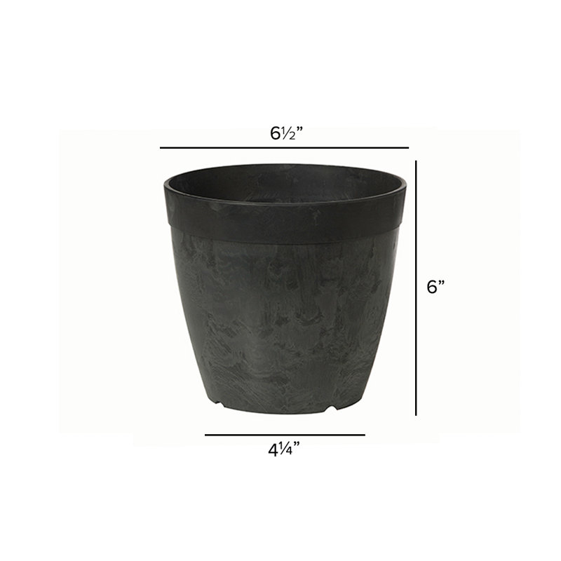 Pot de fleurs en résine à arrosage automatique Nashville, H 6 po x l 6,5 po x P 6,5 po, Noir