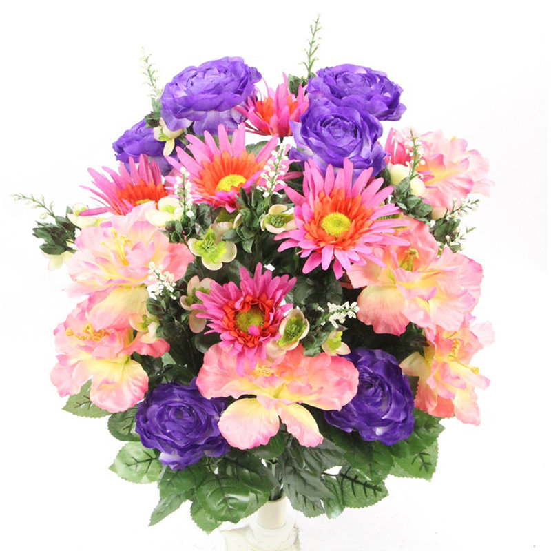 Fleurs artificielles mélangées à 30 tiges d'hibiscus / rosiers mélangés, 8123F41A1ECF43B5A21893A44A91FB6C, Printemps