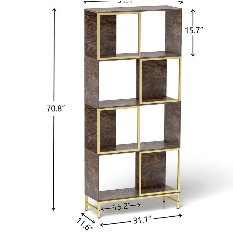 4-Tier Bookcase, Brown/Gold