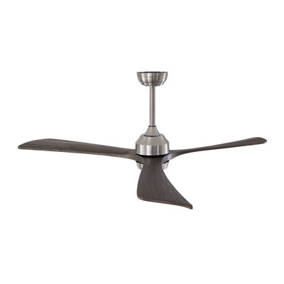 Ventilateur de plafond moderne à 3 pales de 62 po avec lumière, ventilateur intérieur en nickel brossé avec télécommande et pales en bois massif pour le salon et la chambre à coucher
