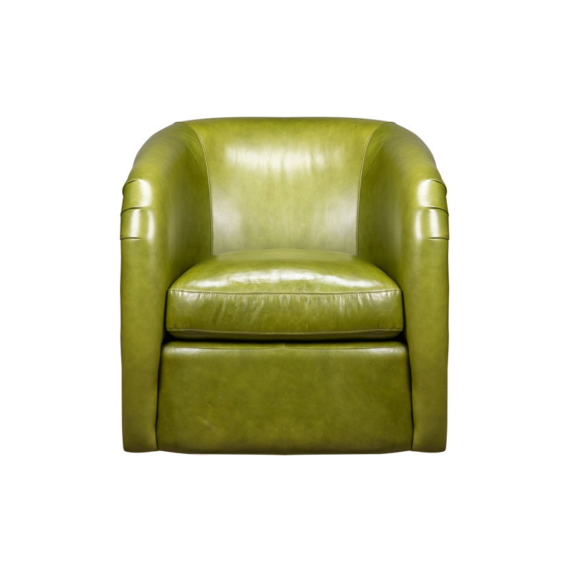 A'Buzz Swivel Armchair, Peridot Genuine Leather