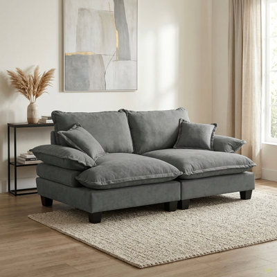 Chenille Sailboat Sofa, 2-Seater Modular Loveseat With Curved Armrests, Comfort-First Couch For Small Spaces & Apartments
