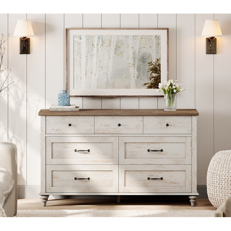 Commode 7 pièces Scarlett, Blanc antique