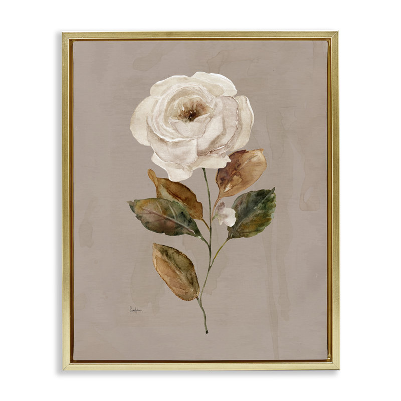 «Rose Bud», art mural encadré flottant, par Livi Finn, H 31 po x l 25 po, Cadre flottant métallique doré